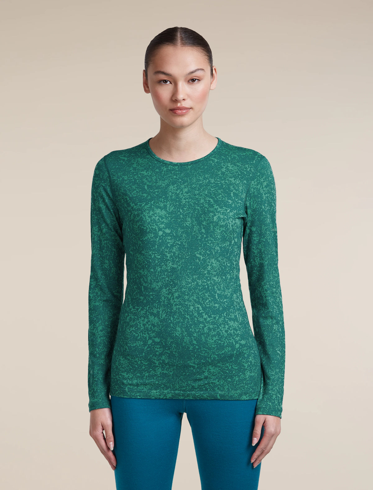 Women's Merino 200 Oasis Long Sleeve Thermal Crewe Moss Bloom AOP