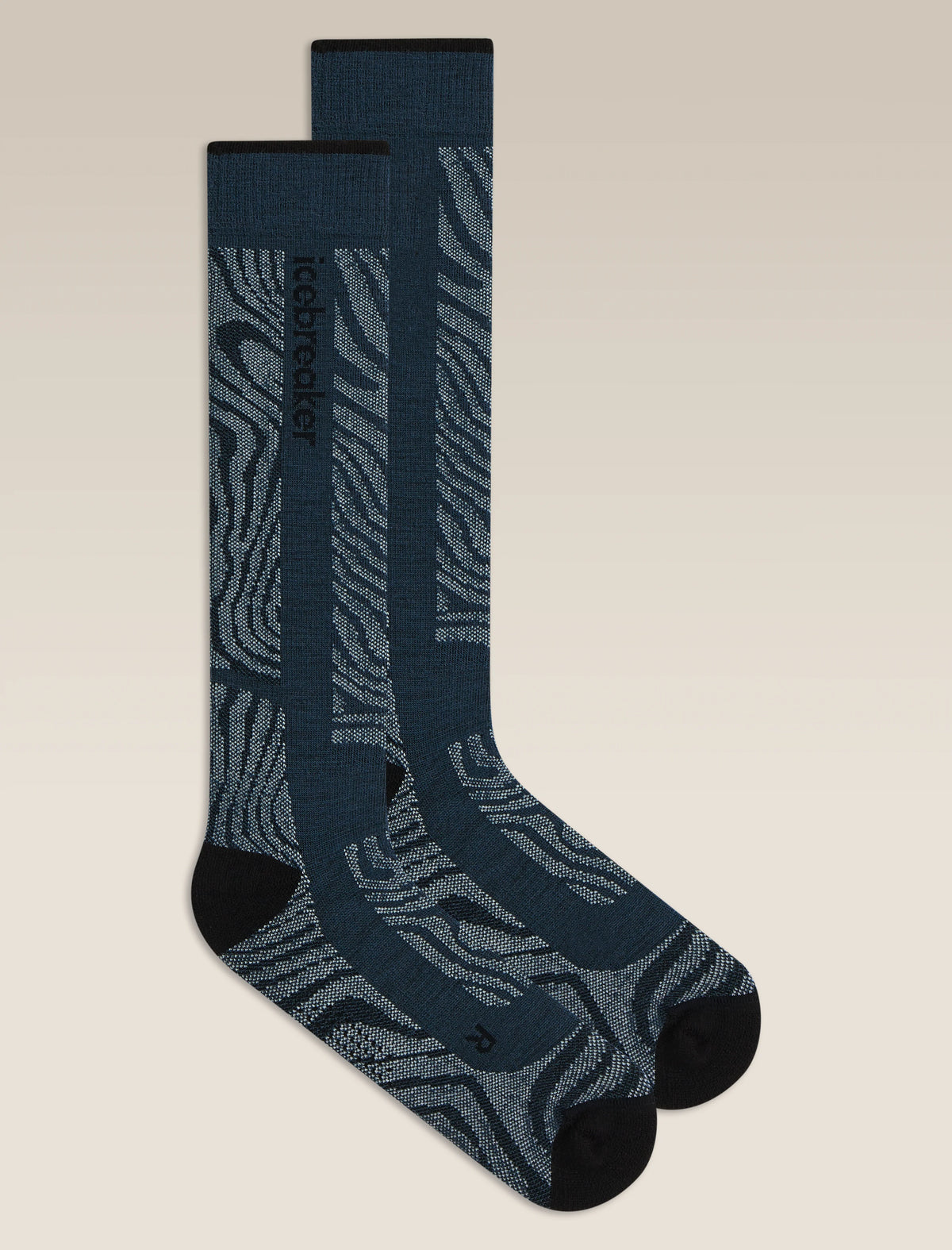 Men's Merino Blend Ski+ Medium Over The Calf Socks Mountain Contour
