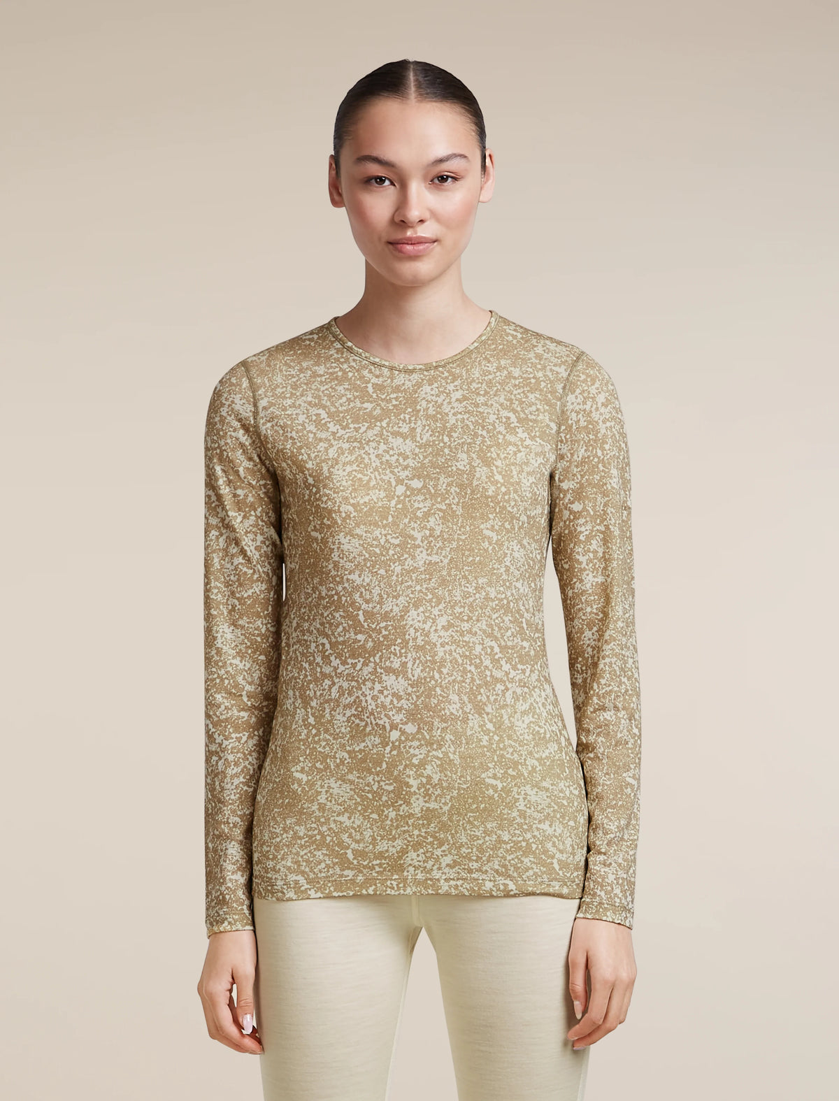 Women's Merino 200 Oasis Long Sleeve Thermal Crewe Moss Bloom AOP